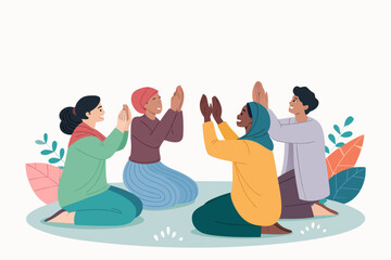 People Praying Together Spiritual Connection Creative Visual Perfect for Editorial Content
