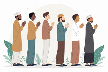 Brotherhood Prayer Standing Straight Rows High-Quality Stock Image Ideal for Marketing