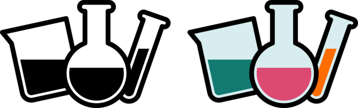 科学の実験器具のアイコン（science lab equipment icons）
