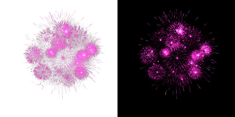 Pink colorful firework with transparent background and black background © Ontime Rahela