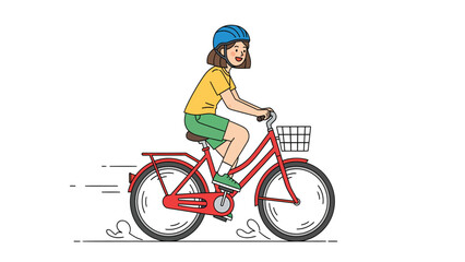 Fototapeta premium Happy Person Riding Bicycle Outdoors Summer Activity Healthy Lifestyle