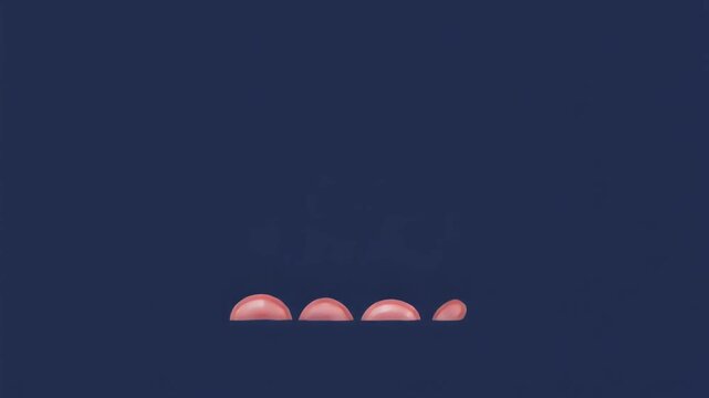 Abstract Row of Rounded Shapes in Gradual Size Progression on Deep Blue Background