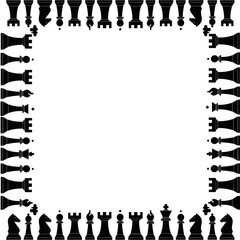 Fototapeta premium Square Border Frame Composed of Various Chess Pieces