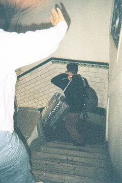 Farewell at the stairs
