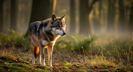 Fototapeta premium gray wolf in the woods