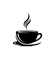 Obraz premium Minimalist Black Coffee Cup with Steam Icon Vector