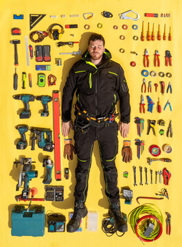Electrician gear flat lay