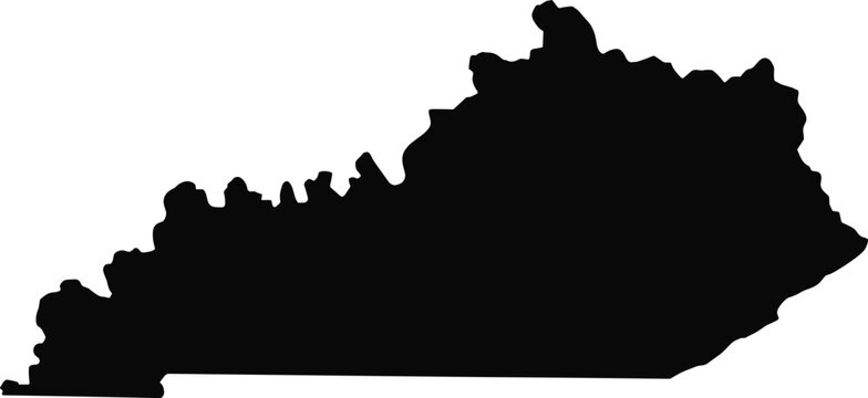 Kentucky State Map Silhouette Isolated on Light Background, Black Outline Geographic Shape Illustration for USA Travel, Education, Business and Graphic Design
