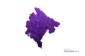 Obraz premium Montenegro Map - Polygon Style Vector Illustration in Deep Purple Gradient, Low Poly Geometric Design, Isolated on White Background for Infographics and Digital Use.