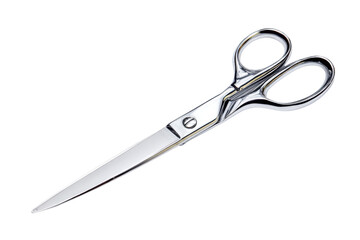 Obraz premium Stainless Steel Scissors With Smooth Blades And Loop Handles On Black Background metal, Cut Out, Isolated On White Background, Png Transparent