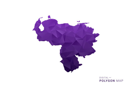 Venezuela Map - Polygon Style Vector Illustration in Deep Purple Gradient, Low Poly Geometric Design, Isolated on White Background for Infographics and Digital Use.