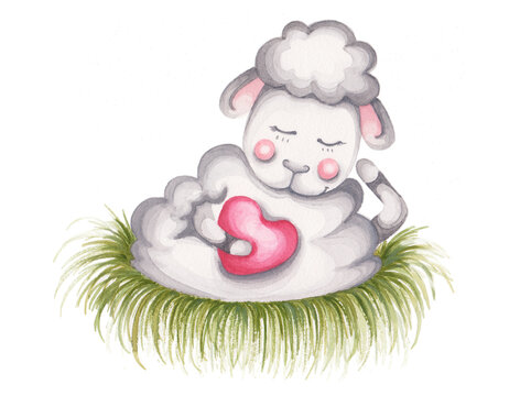 Illustration of a sheep with a heart.