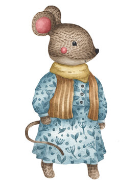 Illustration of a mouse wearing a dress