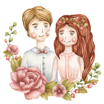 Illustration of a couple in love