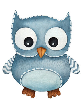 Illustration of a blue owl
