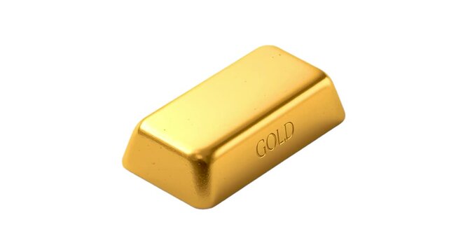 Animation of a gold ingot texture isolated on white background.