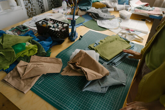Fabrics in a tailor workshop