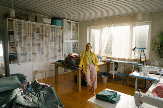 A female tailor in her workshop