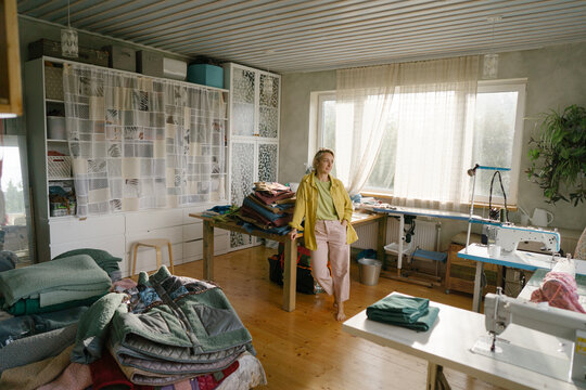 Tailor in her workshop
