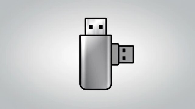 USB Flash Drive Illustration on Gray Background.
