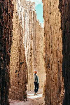 Woman in a slot canyon