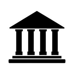 Classic Bank Building Icon Symbolizing Finance And Corporate Security On white Background Line Art Vector illustration