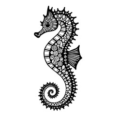 Intricate Seahorse Illustration: An exquisitely detailed illustration of a seahorse, showcasing intricate patterns and textures, bringing a touch of marine elegance.