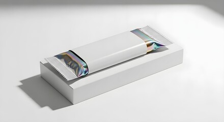 Minimalist White Snack Bar Packaging with Foil Wrapper on White Background