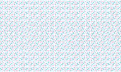 角が丸い6角形を12角形で囲ったキラキラした3色のタイル模様