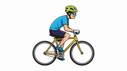 Obraz premium Cartoon illustration of a male cyclist riding a yellow bicycle.