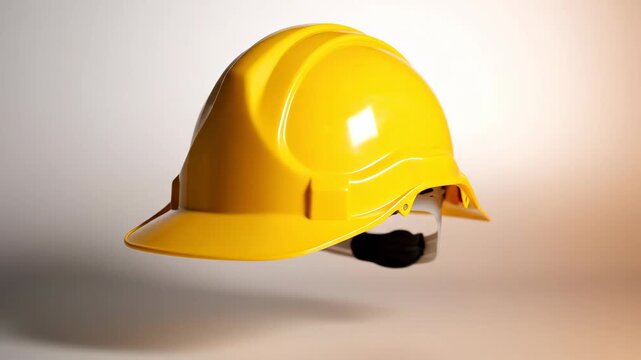 Yellow Hard Hat Rotating on White Background.