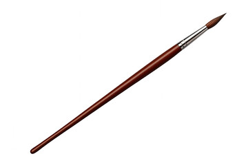 Fototapeta premium Paintbrush with a brown wooden handle and natural bristles, an art tool for creative painting and artistic expression on transparent background
