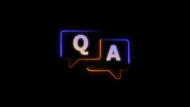 q and a question and answer animated session icon neon 4k screen Animated. Question and Answer the letters Q and A.4K