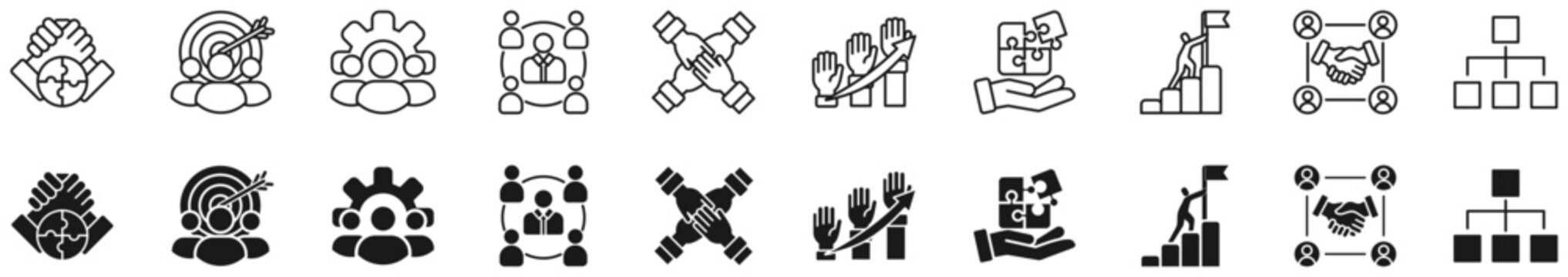 Business teamwork icon set. Partnership and collaboration symbol.