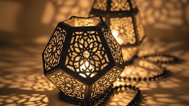 Intricate Moroccan Lanterns Casting Beautiful Shadows.