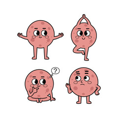 Cartoon characters showing different emotions and poses with thought bubble © BASHIRHSAN