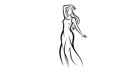 Naklejka premium Elegant Woman in Flowing Gown Dancing Gracefully.