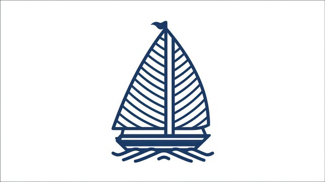 Sailboat graphic illustration on white background for nautical design concepts