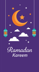 Naklejka premium Potrait ramadan kareem banner, vector illustration design