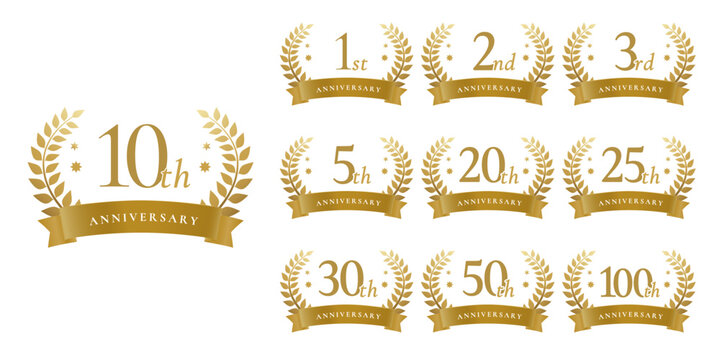 Gold Anniversary Laurel Badge Set 1st 2nd 3rd 5th 10th 20th 25th 30th 50th 100th