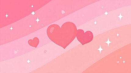 Colorful Heart Pattern with Shimmering Stars on Pink Background