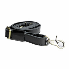 Black leather strap rolled up and isolated on white background, perfect for leather industry catalog design