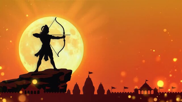 Lord Rama silhouette full moon temple Ram Navami festival
