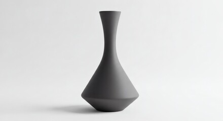 Minimalist 3D Ceramic Vase Matte Charcoal Isolated