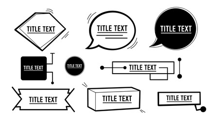 Obraz premium A collection of speech bubble icons with various shapes and text placeholders in minimalist black and white vector style, perfect for communication design projects