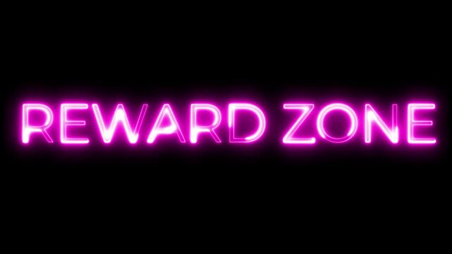 Glowing Pink Neon Reward Zone Text Animation on Black Background
