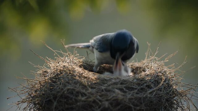Urban Habitat. Animal Habitats Around the World. Education / Environment. birds nesting on city trees, set in a clean urban park environment, with a visual aesthetic that is friendly and modern
