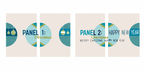 Four rectangular panels displaying festive christmas and new year greetings © Suvro