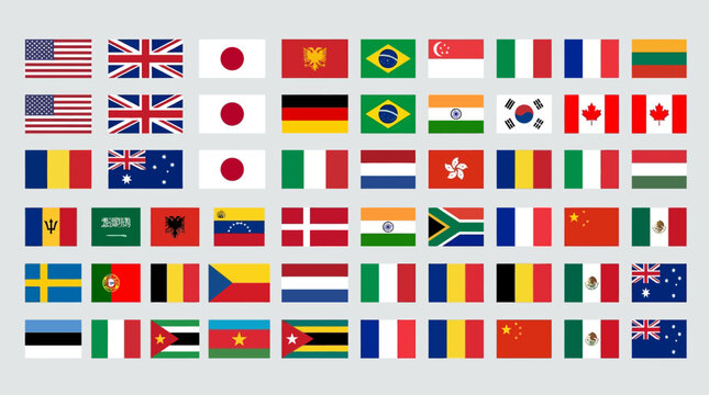 Vibrant vector illustration showcasing a diverse collection of country flags from around the world, perfect for international themes and global representation