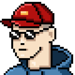 Fototapeta premium Vector Pixel Art Userpic of Man in Black Glasses